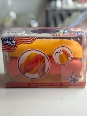 Pink & Yellow Squish Hot Dog Toy - Sensory 2-in-1 Play
